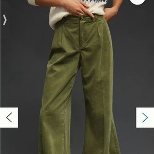 By Anthropologie Pleated Wide-Leg Corduroy Trousers